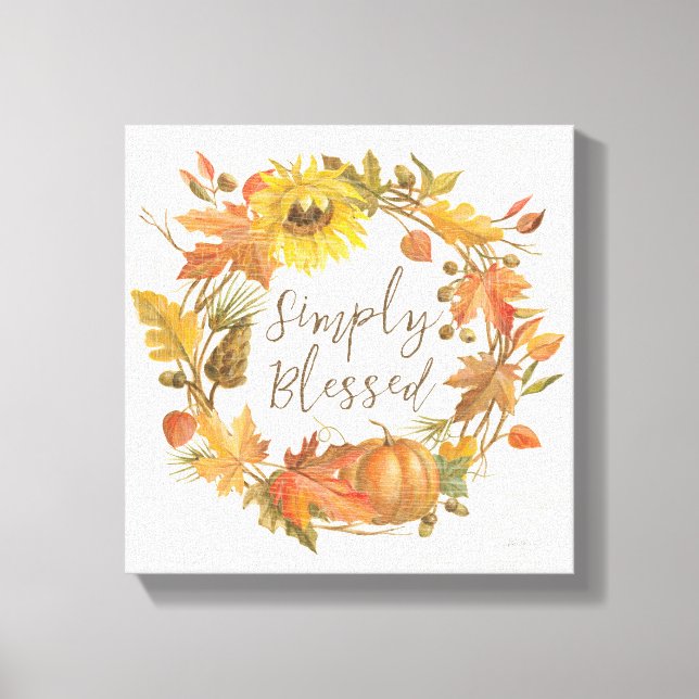 Thanksgiving Wreath - Simply Blessed Canvas Print (Front)