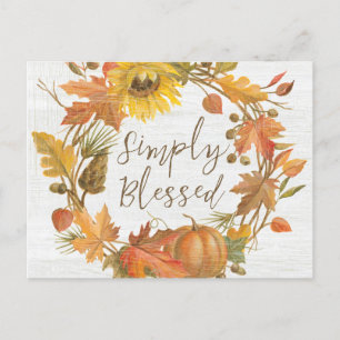 Thanksgiving Wreath - Simply Blessed Holiday Postcard