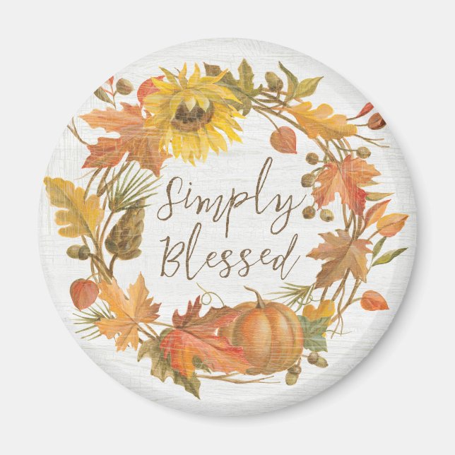 Thanksgiving Wreath - Simply Blessed Magnet (Front)