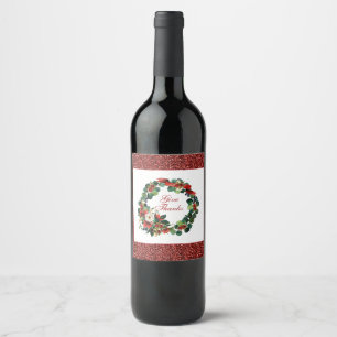 Thanksgiving Wreath Watercolor Wine Label