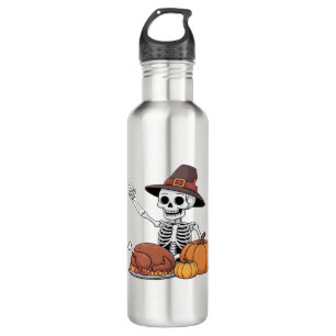 Thanksgiving X-ray Skeleton Funny Rock Hand Fall L 710 Ml Water Bottle