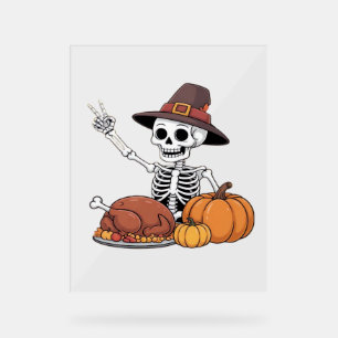 Thanksgiving X-ray Skeleton Funny Rock Hand Fall L Acrylic Sign