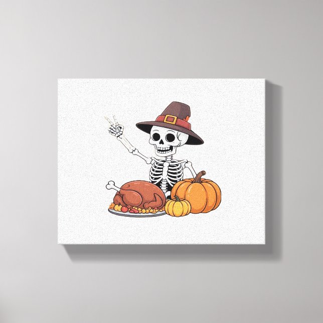 Thanksgiving X-ray Skeleton Funny Rock Hand Fall L Canvas Print (Front)