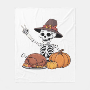 Thanksgiving X-ray Skeleton Funny Rock Hand Fall L Fleece Blanket