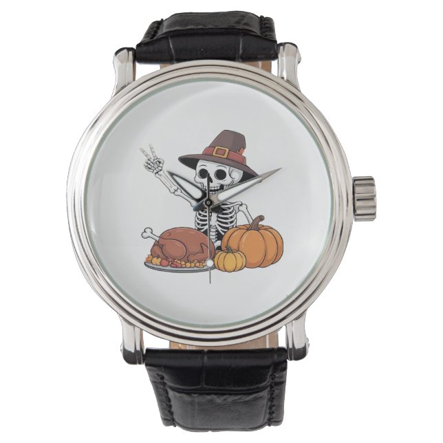 Thanksgiving X-ray Skeleton Funny Rock Hand Fall L Watch (Front)