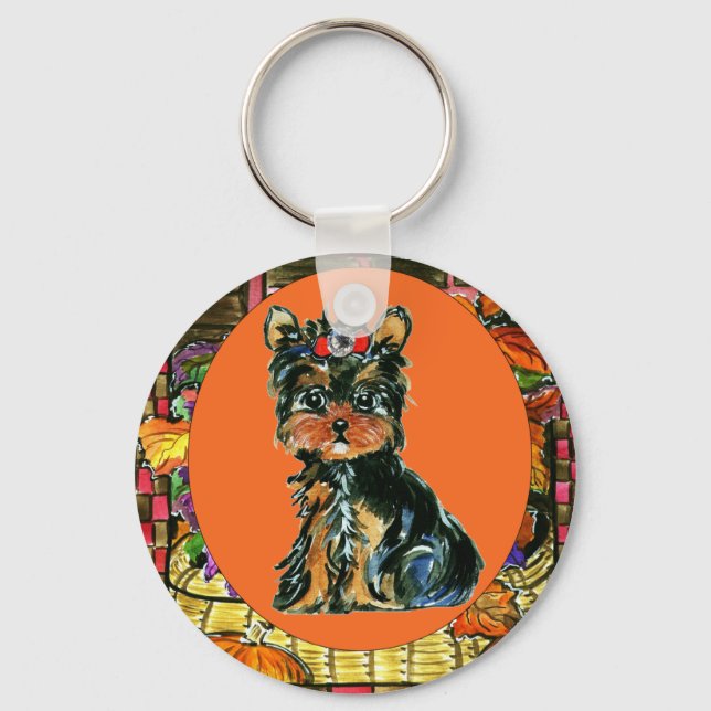 Thanksgiving Yorkie Poo Keychain (Front)