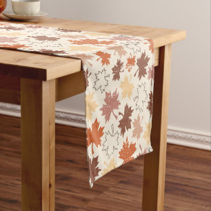 Thanksgivings day design, autumn natural leaves short table runner