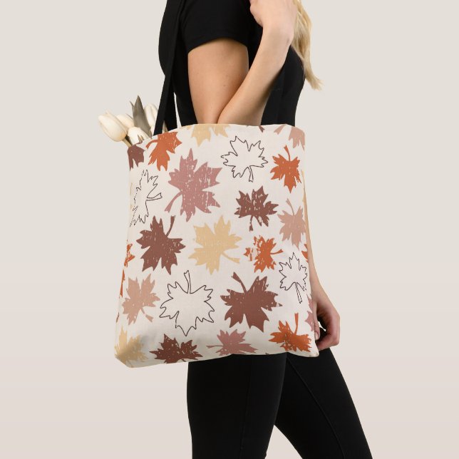 Thanksgivings day design, autumn natural leaves tote bag (Close Up)