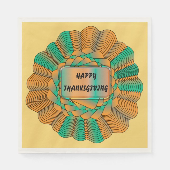Thanksgivng Set Modern Unique Gold Fall Colours Napkin (Front)