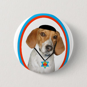 Thanksgivukkah Funny Hound Dog with Yamaka 2 Inch Round Button