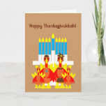 Thanksgivukkah Funny Turkey Family Greeting Card<br><div class="desc">A humourous original c.a.teresa illustration greeting card or invitation of a turkey family dressed in their holiday attire in front of a menorah. The perfect card to celebrate the combination of Thanksgiving and Hanukkah which will be falling together this year. These colourful festive cards can also be customized on the...</div>