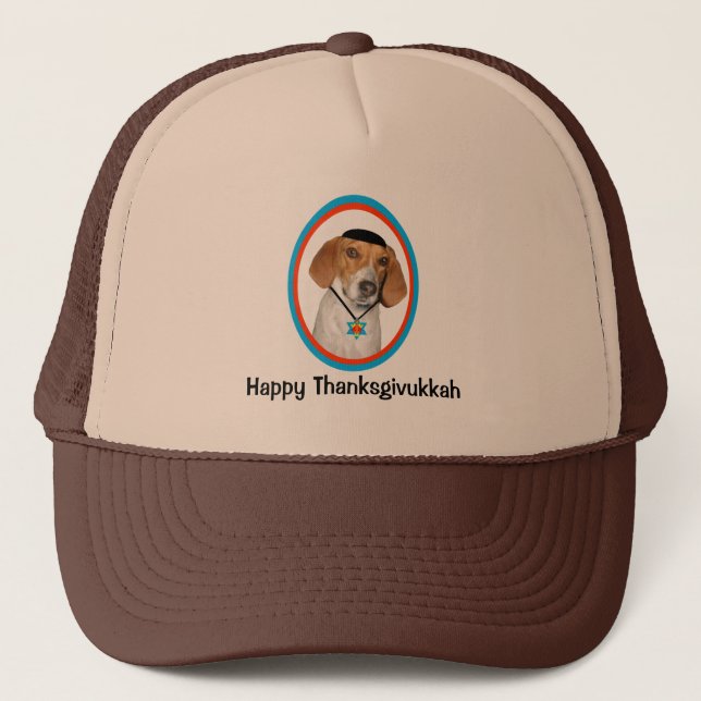 Thanksgivukkah Hat Funny Hound Dog with Yamaka (Front)