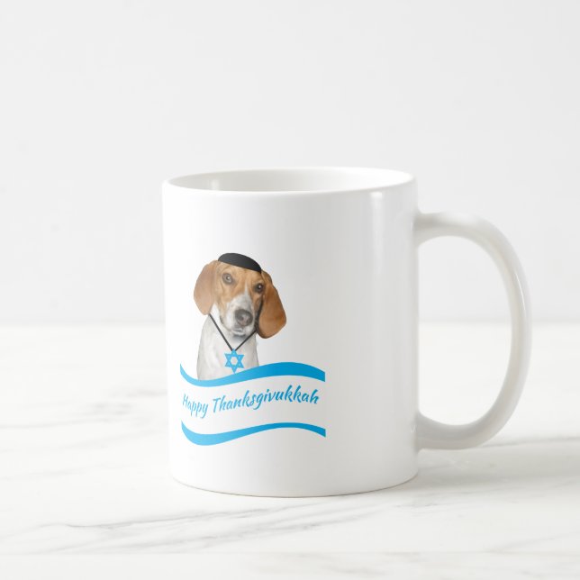 Thanksgivukkah Mug Funny Hound Dog with Yamaka (Right)