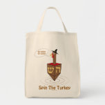 THANKSGIVUKKAH SPIN THE TURKEY HANUKKAH GIFTS TOTE BAG<br><div class="desc">THESE UNIQUE "SPIN THE TURKEY" GIFTS WILL DELIGHT AMERICAN JEWS WHO WANT TO WEAR THEIR AMERICAN JEWISH PRIDE ON THEIR CHEST ON THANKSGIVING AND ANY OTHER TIME.. THESE FUNNY CHANUKAH GIFTS OF HATS,  APRONS,  MUGS,  SWEATSHIRTS,  AND MORE ARE SPECIAL FOR THANKSANUKAH 2013.</div>