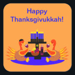 Thanksgivukkah Stickers Wine Toasting Turkeys<br><div class="desc">A funny Thanksgivukkah design on multiple products and giftware featuring an original design by c.a.teresa of two wine toasting turkeys, one wearing a yamaka, with a menorah, Star of David to celebrate the combined Thanksgiving and Hanukkah Jewish Holiday. All products can be customized with different styles and colours and personalized...</div>