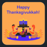 Thanksgivukkah Stickers Wine Toasting Turkeys<br><div class="desc">A funny Thanksgivukkah design on multiple products and giftware featuring an original design by c.a.teresa of two wine toasting turkeys, one wearing a yamaka, with a menorah, Star of David to celebrate the combined Thanksgiving and Hanukkah Jewish Holiday. All products can be customized with different styles and colours and personalized...</div>