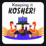 Thanksgivukkah  Stickers Wine Toasting Turkeys<br><div class="desc">A funny Thanksgivukkah design on multiple products and giftware featuring an original design by c.a.teresa of two wine toasting turkeys, one wearing a yamaka, with a menorah, Star of David to celebrate the combined Thanksgiving and Hanukkah Jewish Holiday. All products can be customized with different styles and colours and personalized...</div>