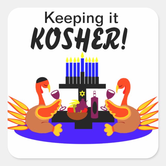 Thanksgivukkah  Stickers Wine Toasting Turkeys (Front)
