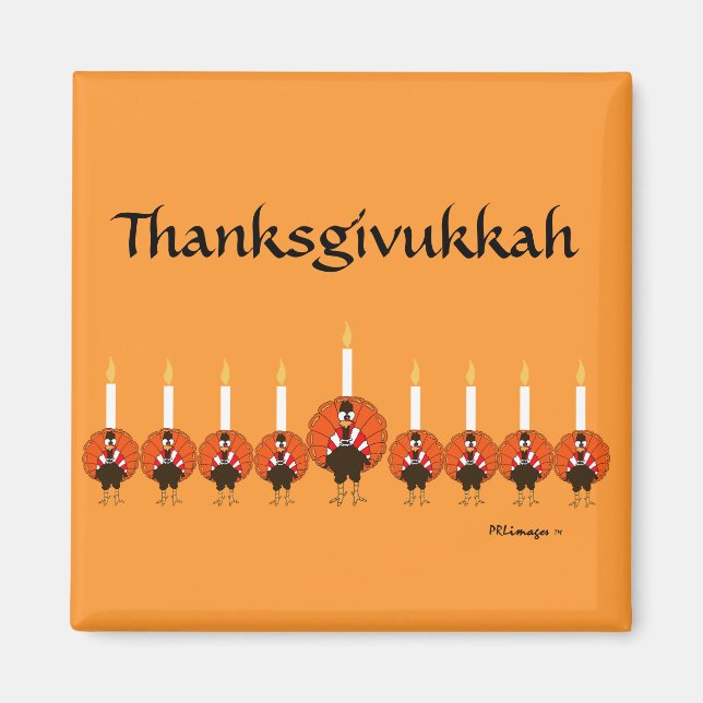 Thanksgivukkah Turkey Menorah Magnet (Front)