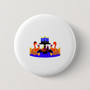 Thanksgivukkah Wine Toasting Turkeys 2 Inch Round Button