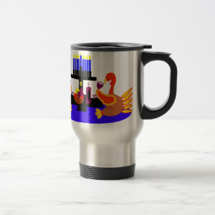 Thanksgivukkah Wine Toasting Turkeys Travel Mug