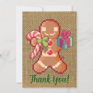 Thankyou, Gingerbread man. Pixelart, Pixel Art  Holiday Card