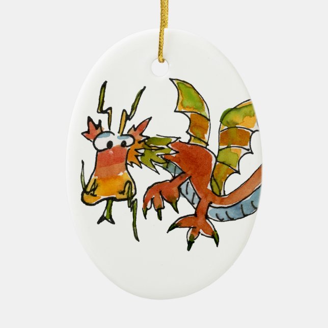 Thar Be Dragons Ceramic Ornament (Front)