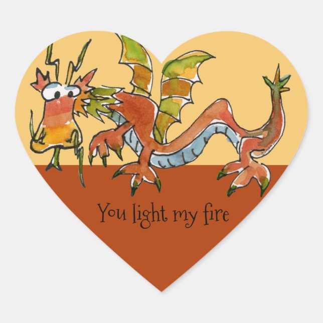 Thar Be Dragons Heart Sticker (Front)