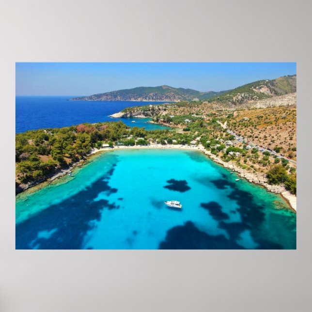 Thassos Island Kavala Greece Turquoise Water Blue Poster (Front)
