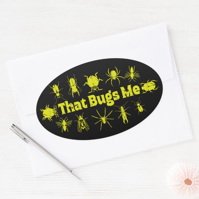 That Bugs Me Funny Distressed Insects Bugs Oval Sticker (Envelope)
