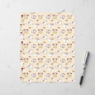 That Cat Life Beige Cat Pattern Scrapbooking Paper