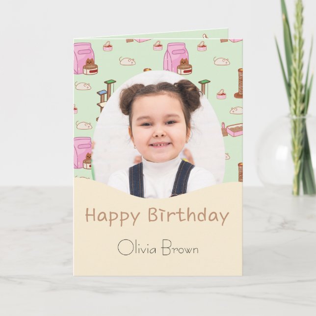 That Cat Life Kids Photo Birthday Card (Front)