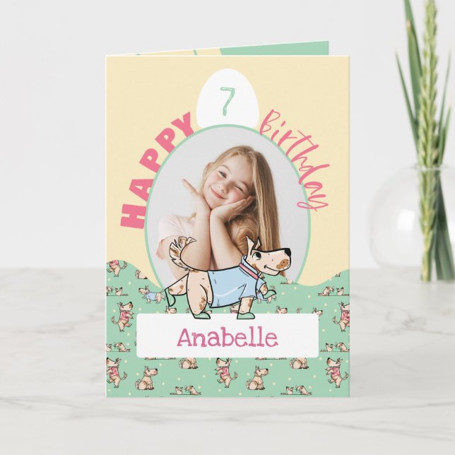 That Dog Life Green Yellow Birthday Photo Card (Front)