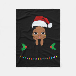 That Melanin Christmas Mrs. Claus Santa Black Peek Fleece Blanket