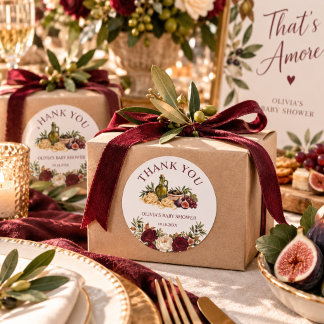 That’s Amore Burgundy Fig Italian Bridal Shower  Classic Round Sticker