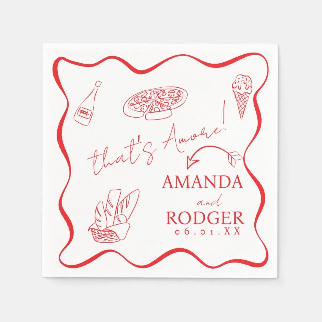 That’s Amore Italian Doodles Wedding  Napkin (Front)