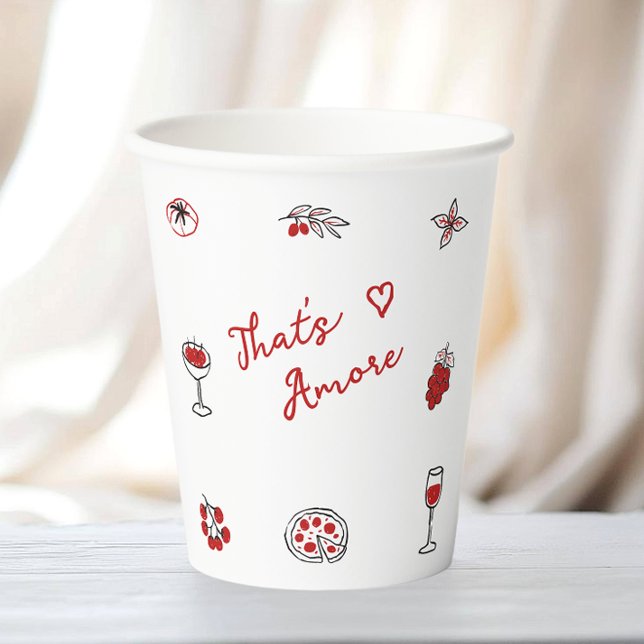 That’s Amore Italian Food Red Bridal Shower Paper Cups (Creator Uploaded)