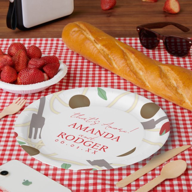 That’s Amore Italian Pasta Wedding Paper Plate (Picnic)