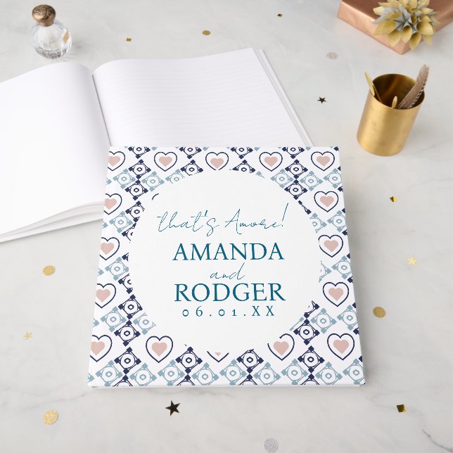 That’s Amore Italian Tiles and Hearts Guest Book (Front Open)