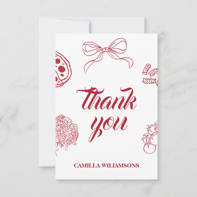 That’s Amore Red Bridal Shower THANK YOU Card (Front)