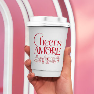 That’s Amore Red hand drawn Bridal Shower Paper Cups