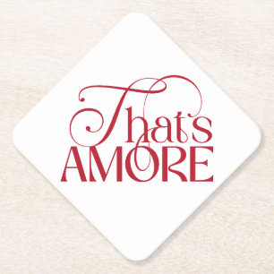 That’s Amore Red script Bridal Shower Paper Coaster