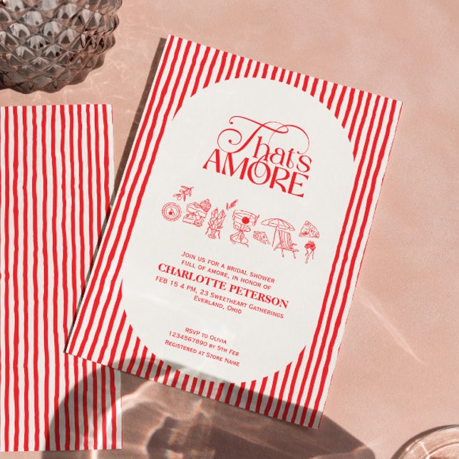 That’s Amore Red stripes Bridal Shower invite (Creator Uploaded)