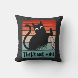 That’s not mine, Innocent Cat with knife Postcard  Throw Pillow