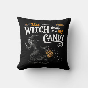 That Witch Took My Candy Dark Throw Pillow