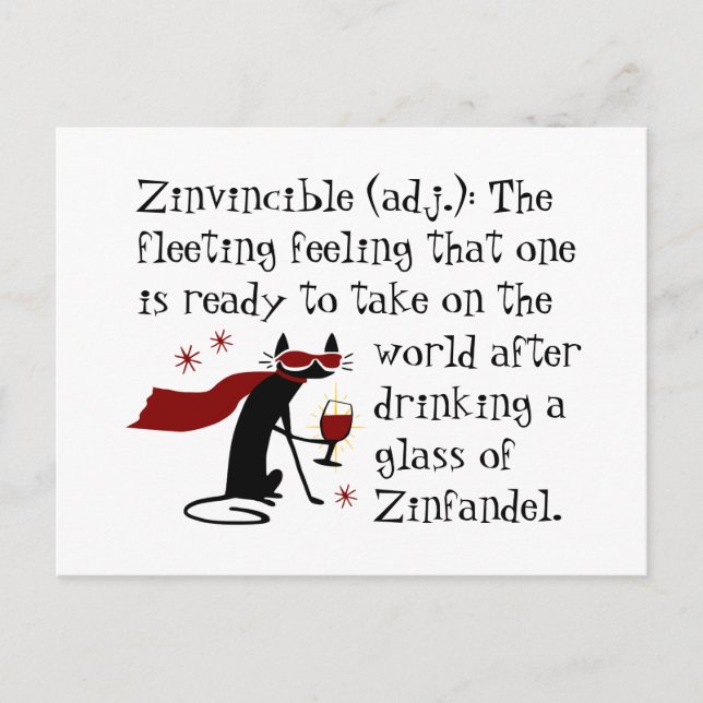 That Zinvincible Feeling Funny Zin Wine Quote Postcard (Front)
