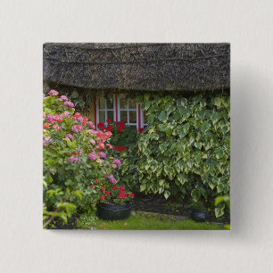 Thatched cottage, Adare, County Limerick, 2 Inch Square Button