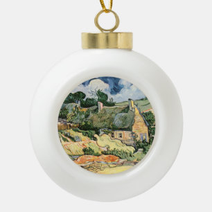 Thatched Cottages at Cordeville Vincent van Gogh Ceramic Ball Christmas Ornament