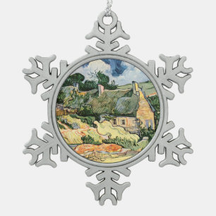 Thatched Cottages at Cordeville Vincent van Gogh Snowflake Pewter Christmas Ornament