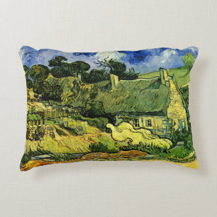 Thatched Cottages, Cordeville by Vincent van Gogh Accent Pillow